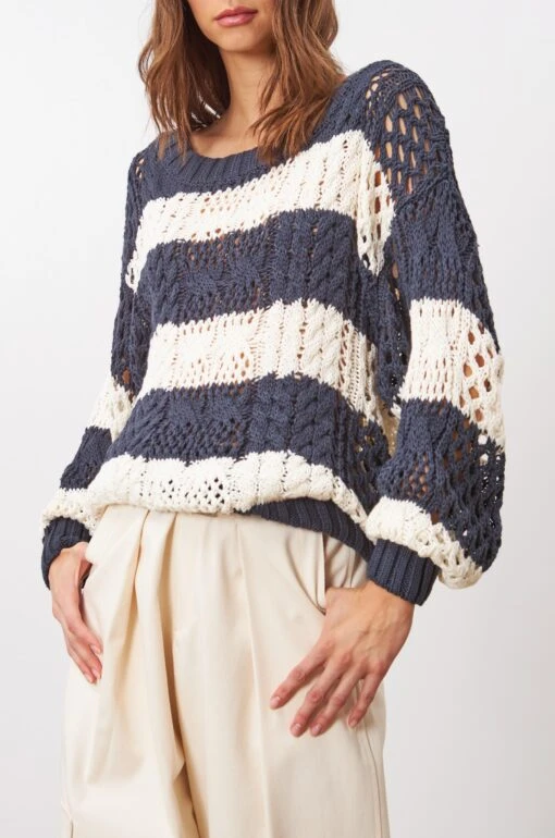 Maddy Stripe Crochet Sweater -Cheap Feminique Finds Store p61612 Z 031420240709151986x3000 1