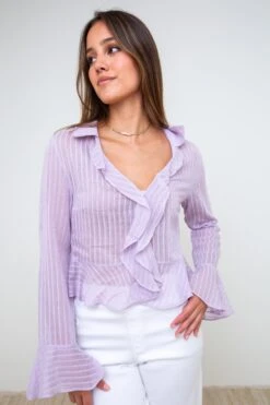 Ruffle Bell Sleeve Blouse -Cheap Feminique Finds Store p61660 Z 050120240243471999x3000 2