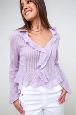 Ruffle Bell Sleeve Blouse -Cheap Feminique Finds Store p61660 Z 050120240244391999x3000 1