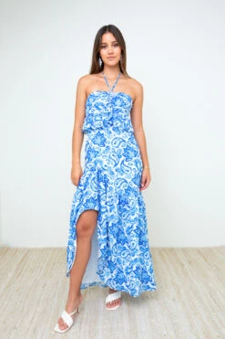 Ruffle Paisley Maxi Dress